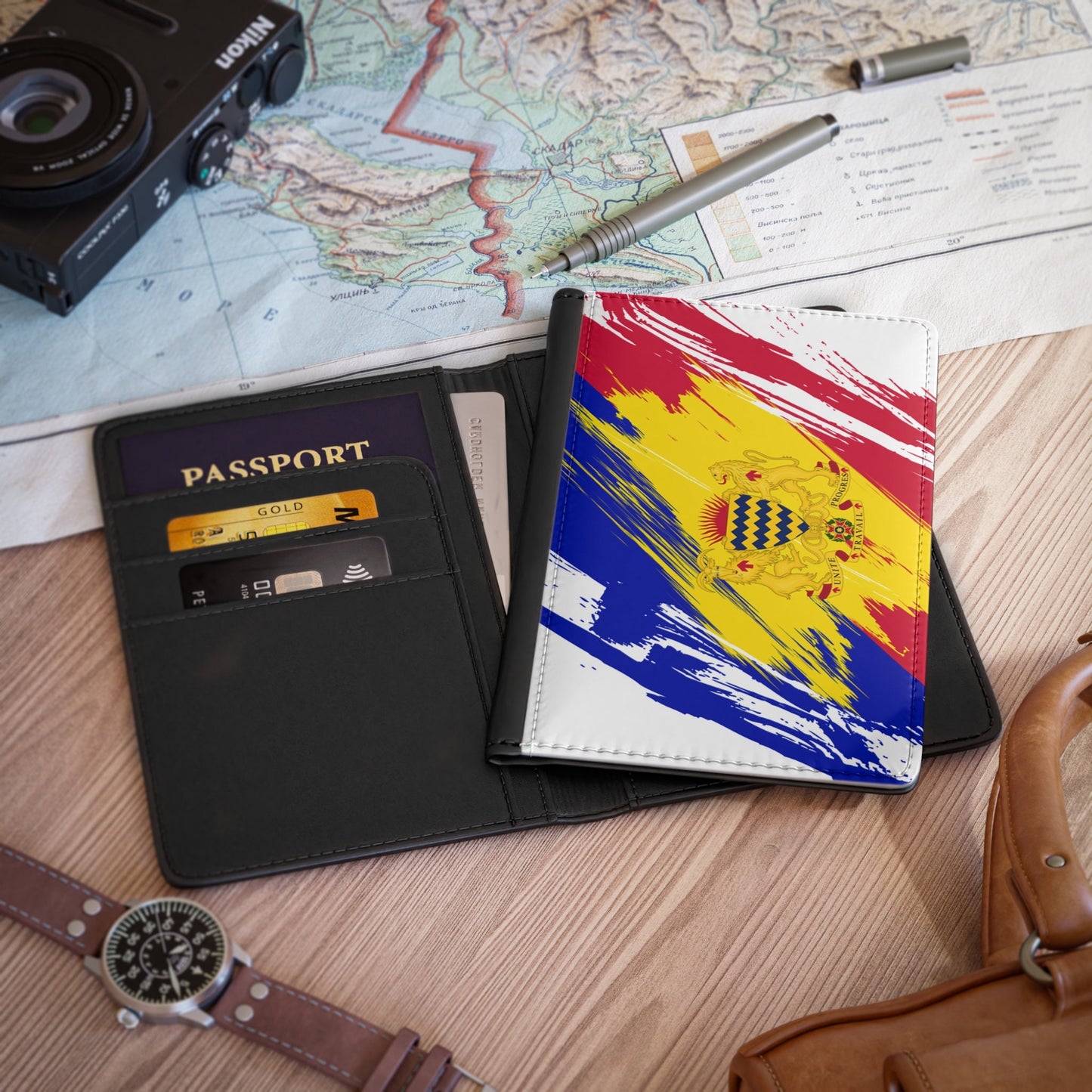 Chad Flag Passport Holder, traveler's and expats' essential, study abroad must-have, wanderlust accessory