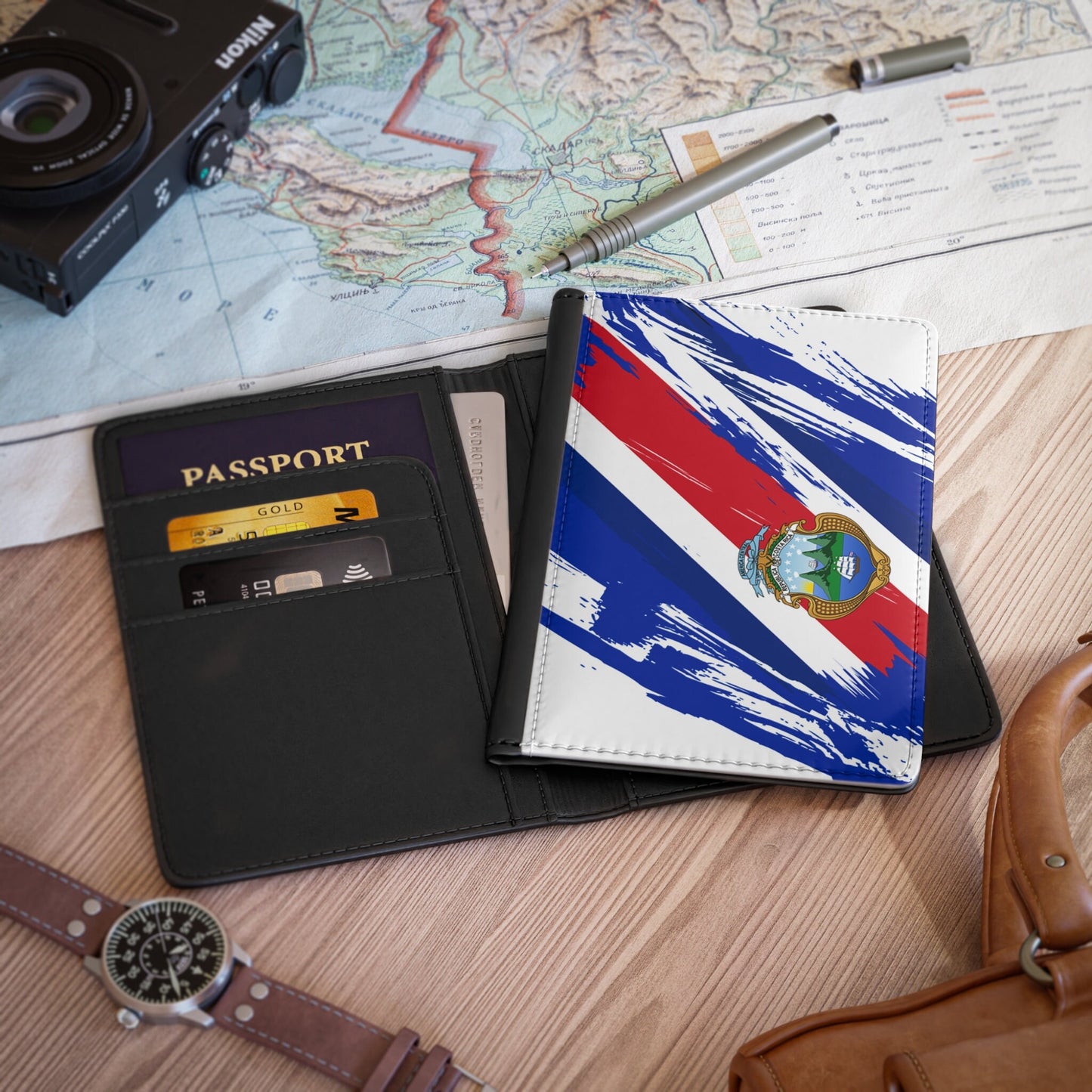 Costa Rica Flag Passport Holder, traveler's and expats' essential, study abroad must-have, wanderlust accessory