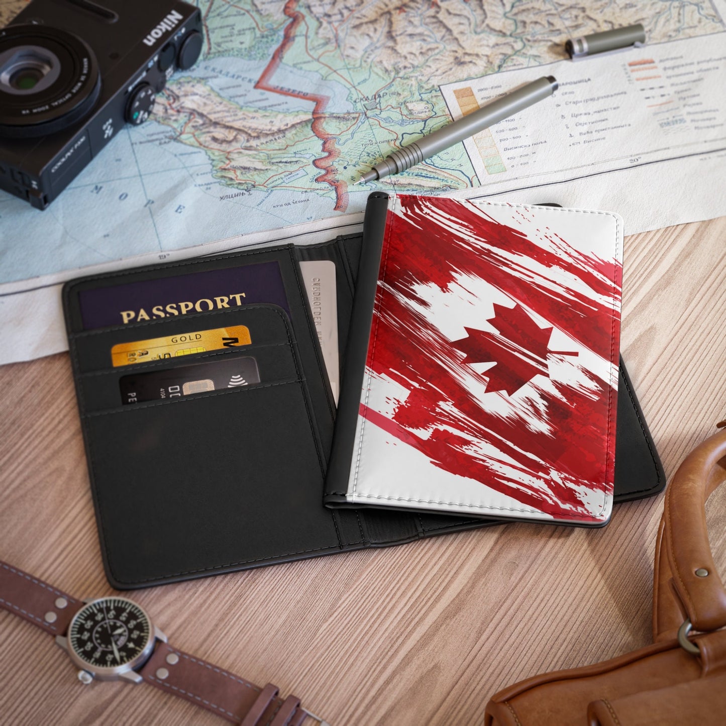 Canada Flag Passport Holder, traveler's and expats' essential, study abroad must-have, wanderlust accessory