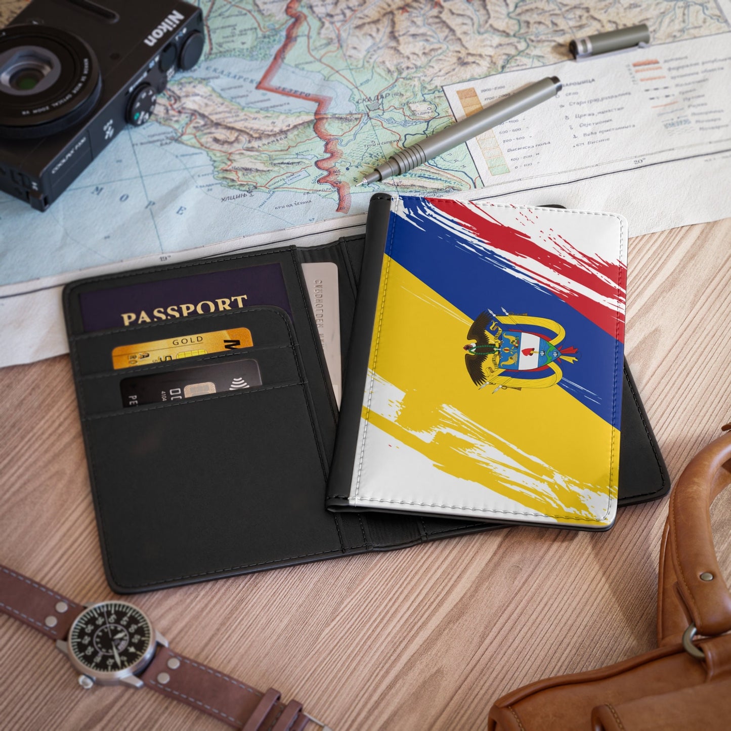 Colombia Flag Passport Holder, traveler's and expats' essential, study abroad must-have, wanderlust accessory