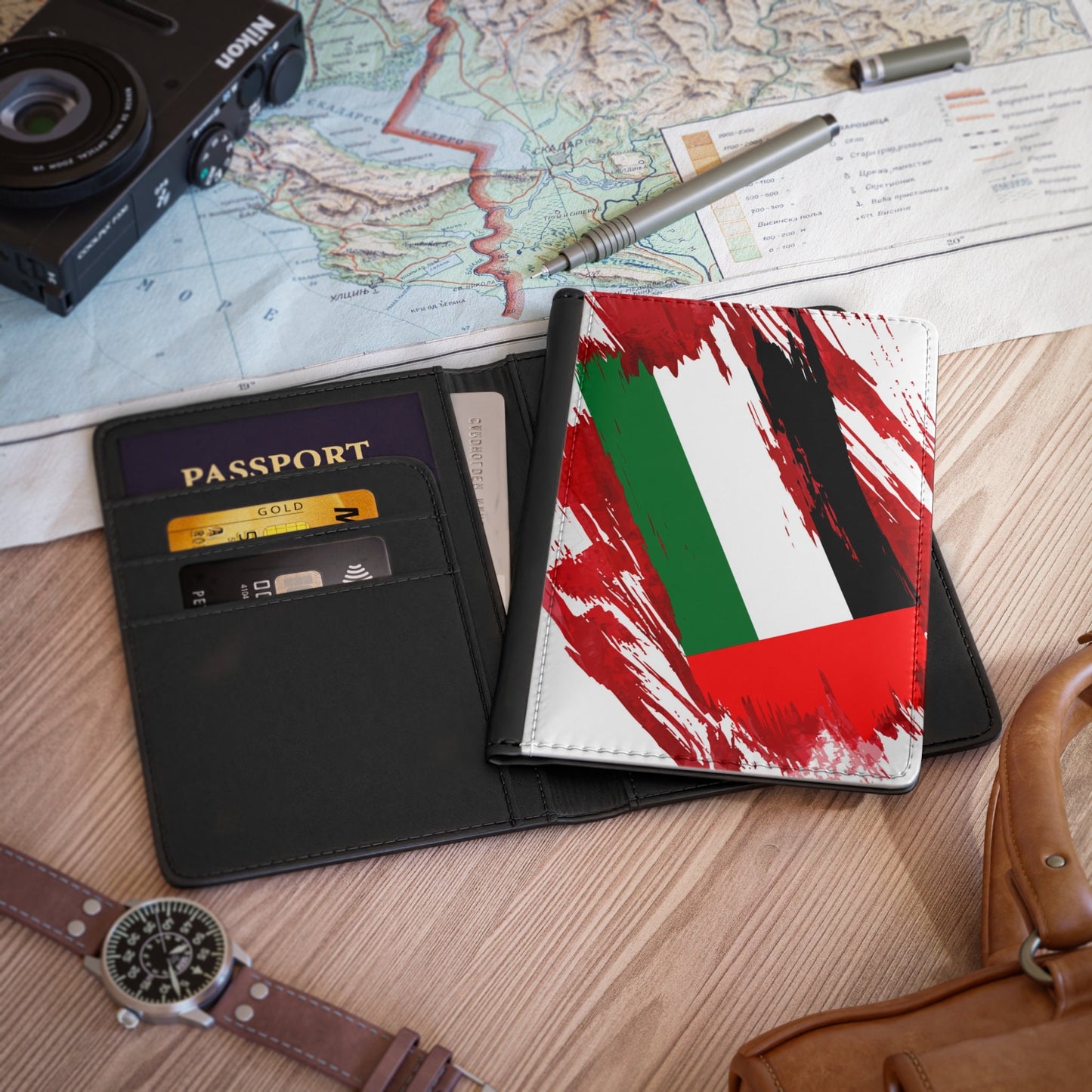 United Arab Emirates Flag Passport Holder, traveler's and expats' essential, study abroad must-have, wanderlust accessory