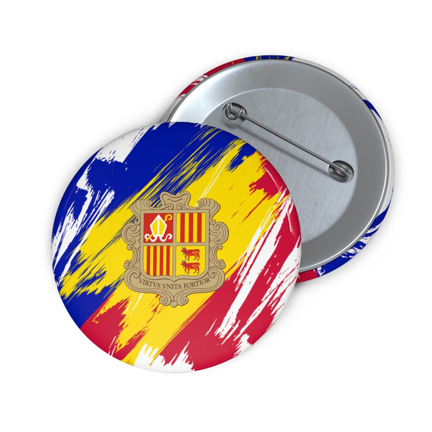 Andorra Flag Pin Button - Custom Pinback, Patriotic Campaign Buttons, Personalized Birthday Pins, Collectible Badge, Metal Pin