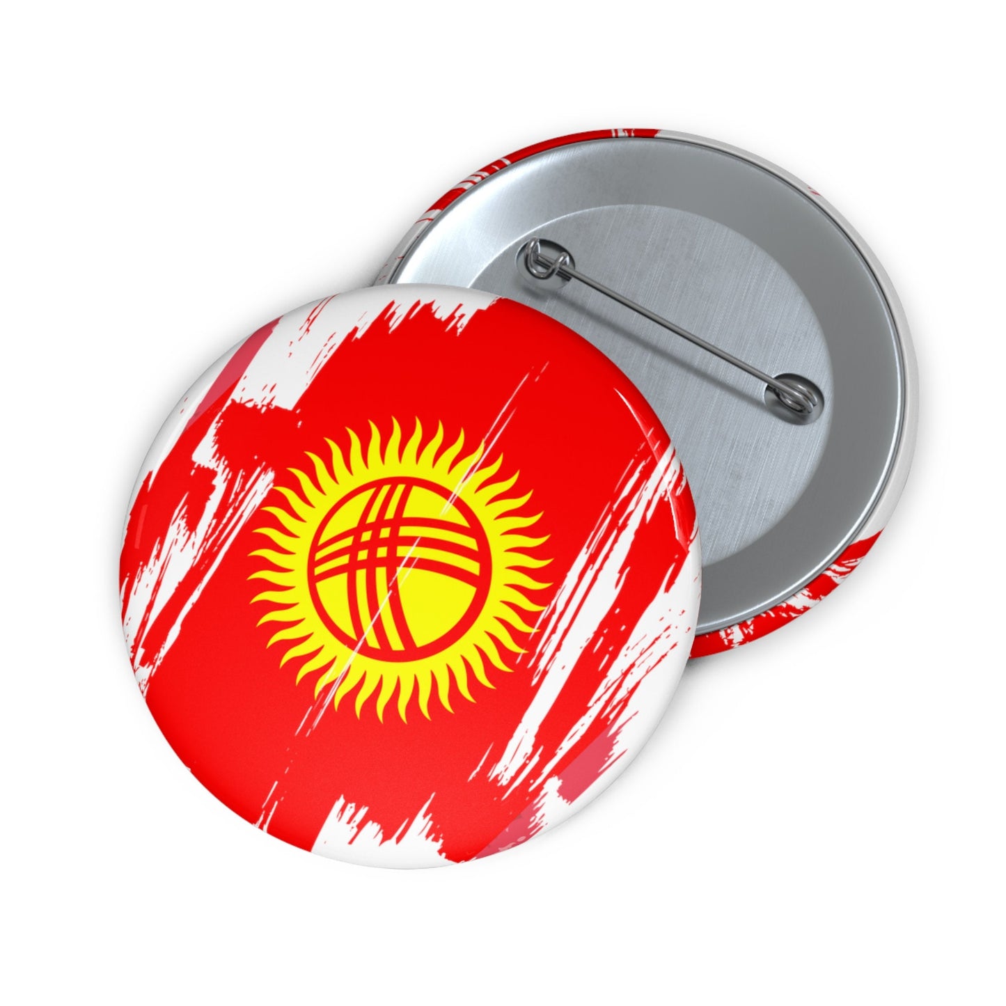 Kyrgyzstan Flag Pin Button - Custom Pinback, Patriotic Campaign Buttons, Personalized Birthday Pins, Collectible Badge, Metal Pin