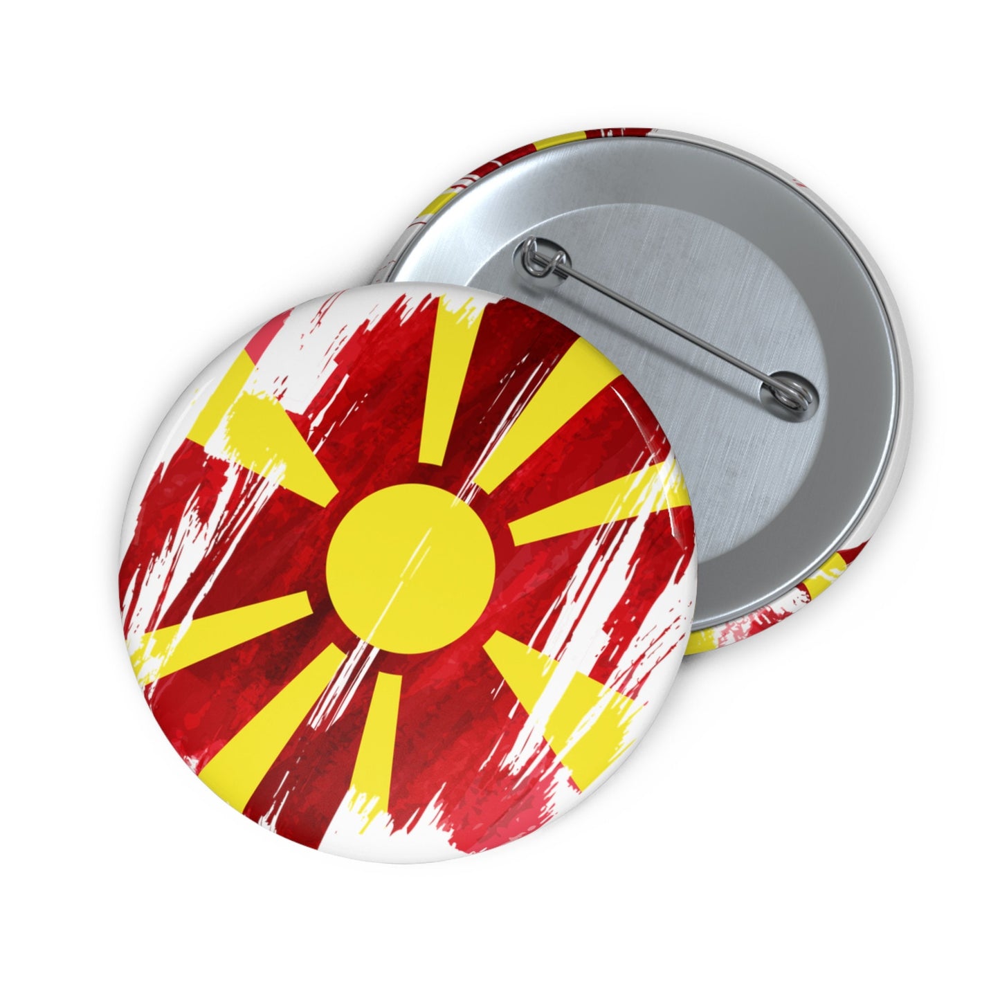 North Macedonia Flag Pin Button - Custom Pinback, Patriotic Campaign Buttons, Personalized Birthday Pins, Collectible Badge, Metal Pin