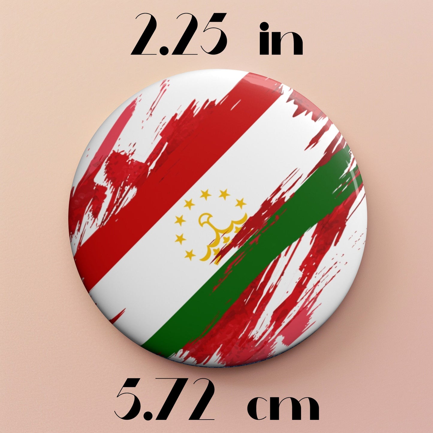 Tajikistan Flag Pin Button - Custom Pinback, Patriotic Campaign Buttons, Personalized Birthday Pins, Collectible Badge, Metal Pin
