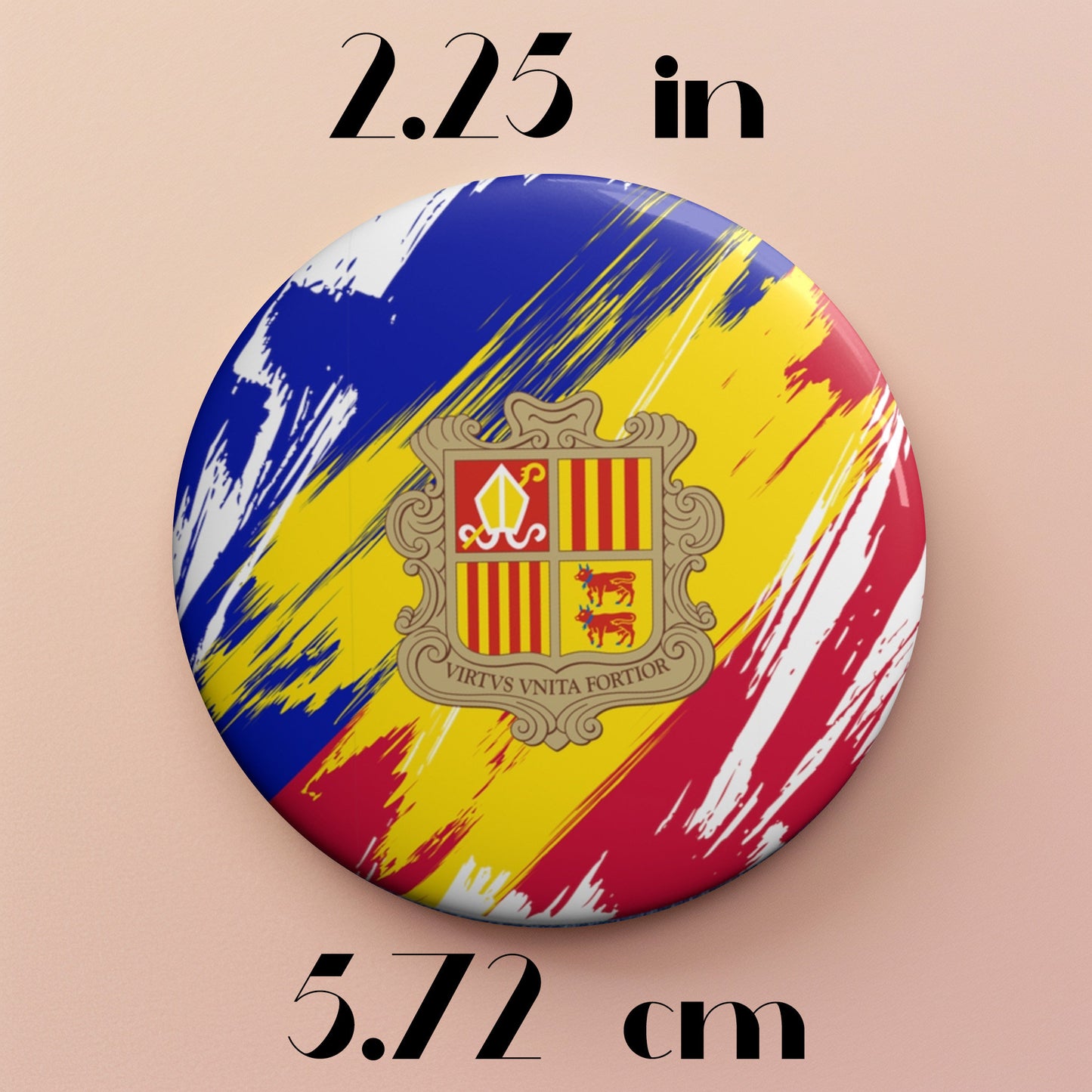 Andorra Flag Pin Button - Custom Pinback, Patriotic Campaign Buttons, Personalized Birthday Pins, Collectible Badge, Metal Pin