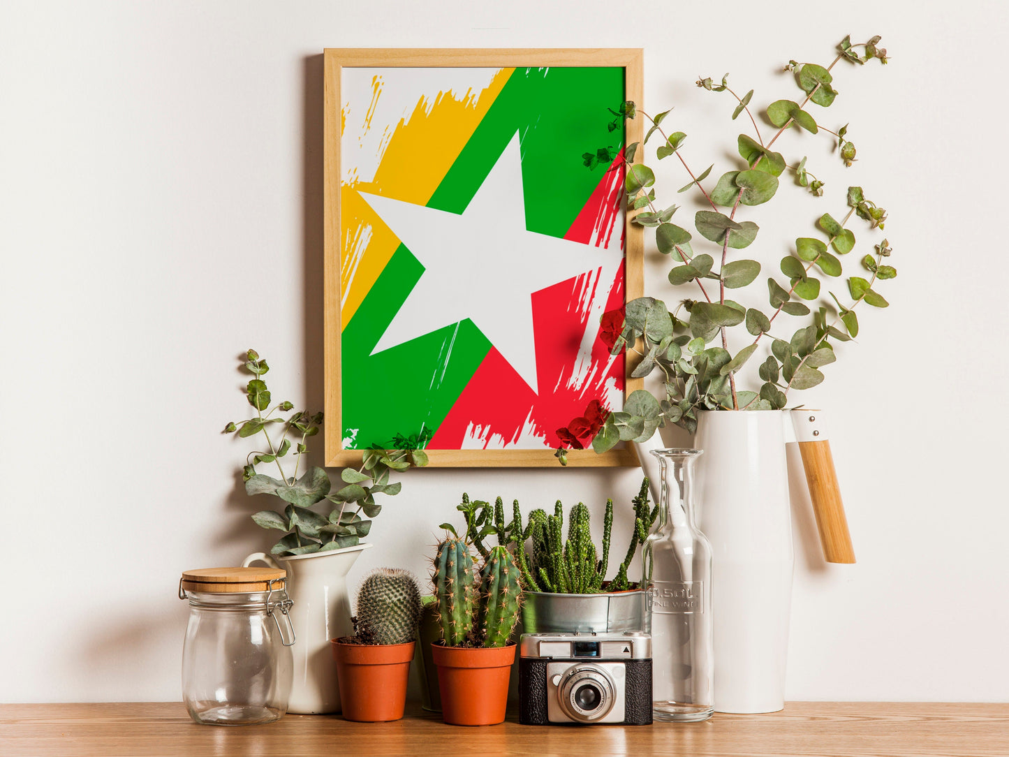 Myanmar Flag Print | Myanmar Poster | Myanmar Wall art print | Myanmar Home Decoration | Unframed