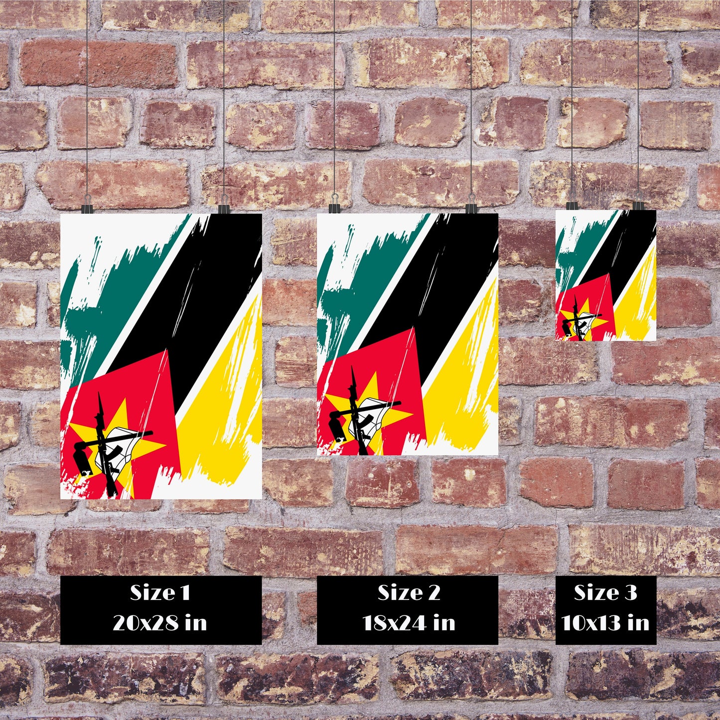 Mozambique Flag Print | Mozambique Poster | Mozambique Wall art print | Mozambique Home Decoration | Unframed