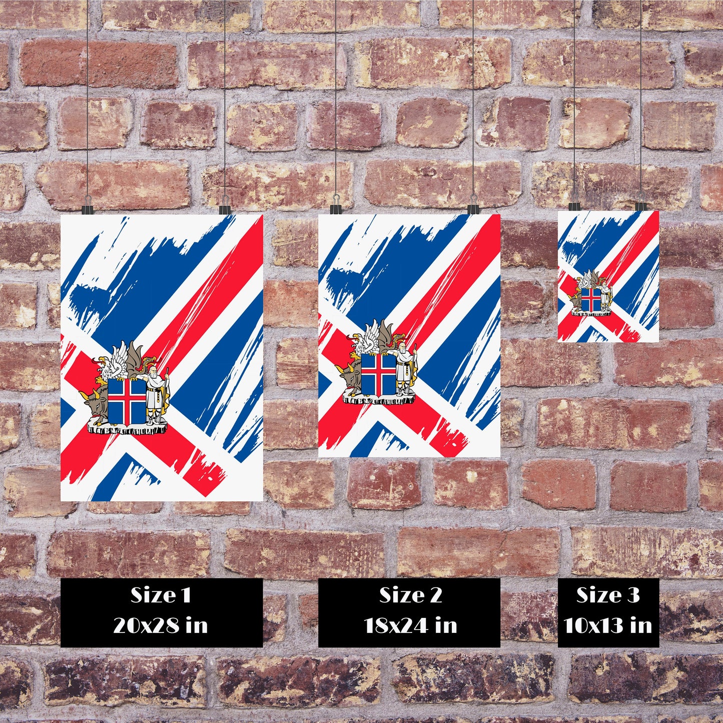 Iceland Flag Print | Iceland Poster | Iceland Wall art print | Iceland Home Decoration | Unframed