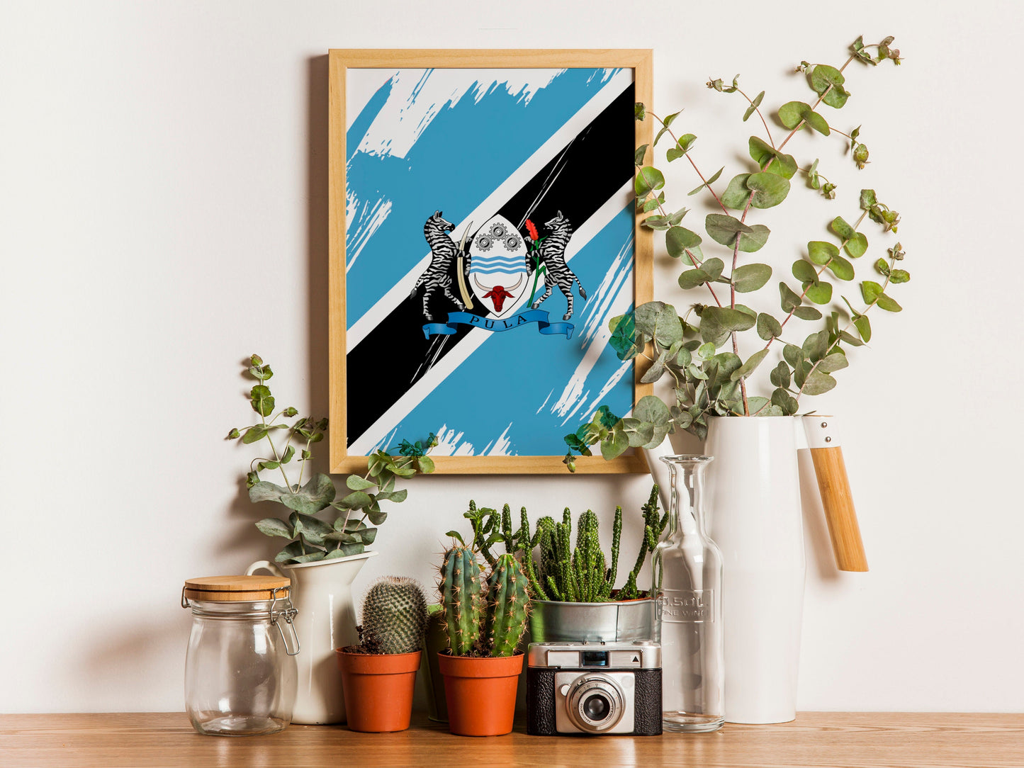 Botswana Flag Print | Botswana Poster | Botswana Wall art print | Botswana Home Decoration | Unframed
