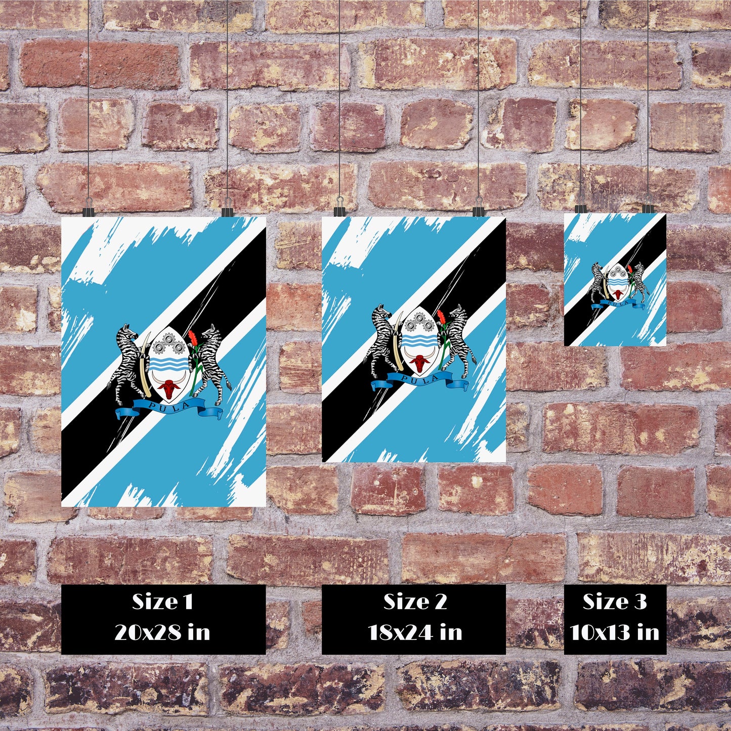 Botswana Flag Print | Botswana Poster | Botswana Wall art print | Botswana Home Decoration | Unframed