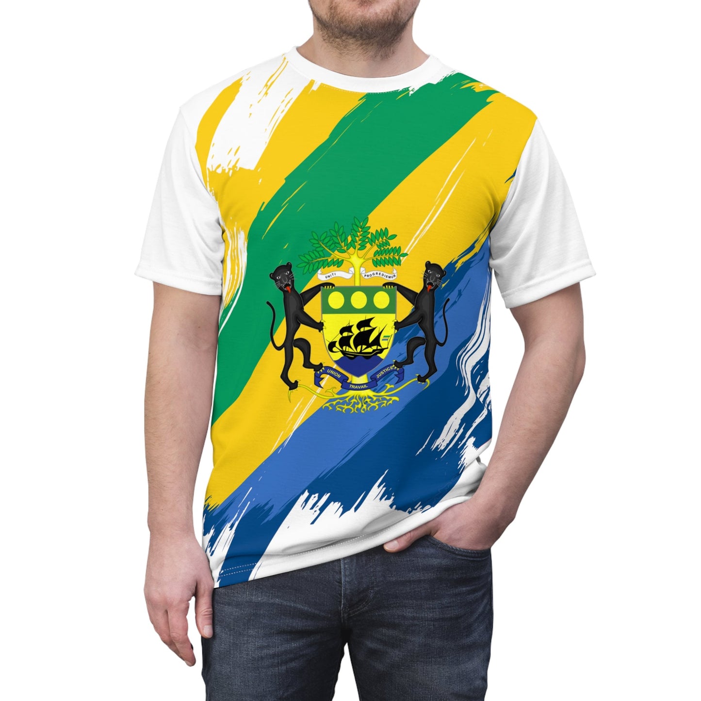 Gabon Flag T-shirt | Gabon T-shirt | All over print Unisex T-shirt with Gabon Flag
