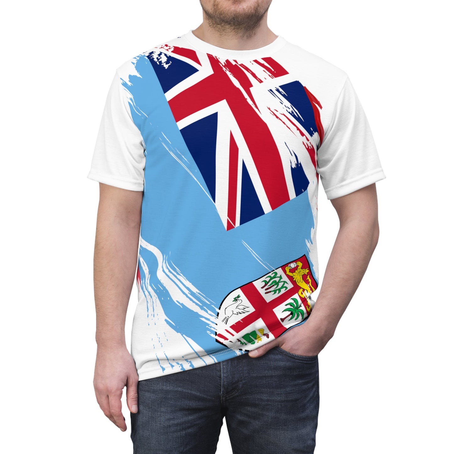 Fiji Flag T-shirt | Fiji T-shirt | All over print Unisex T-shirt with Fiji Flag