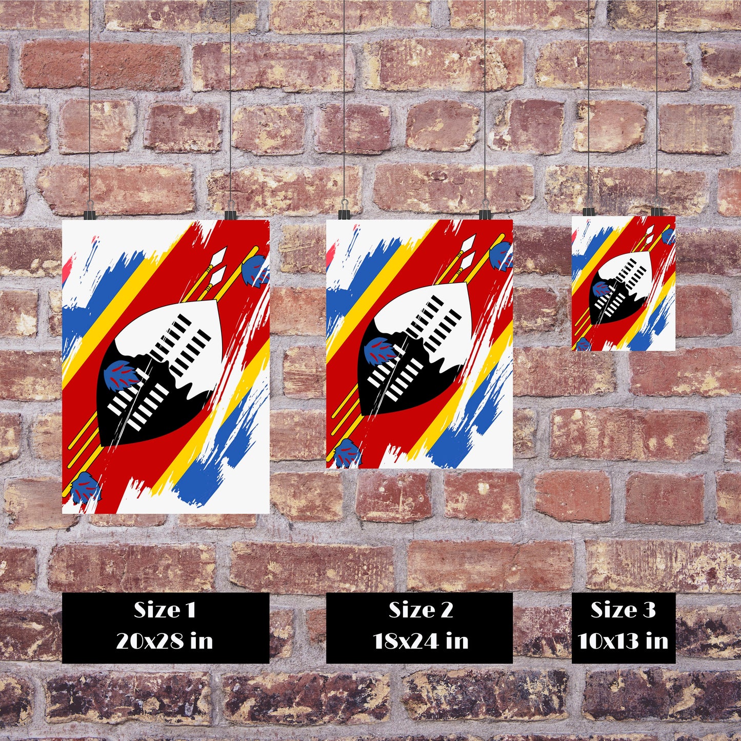 Eswatini Flag Print | Eswatini Poster | Eswatini Wall art print | Eswatini Home Decoration | Unframed