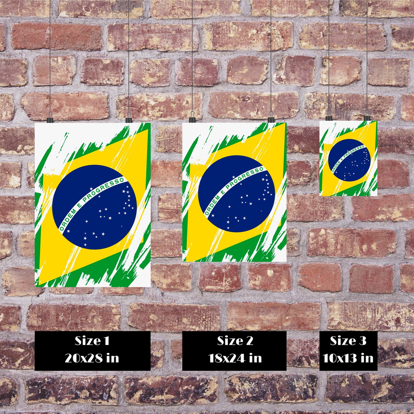 Brazil Flag Print | Brazil Poster | Brazil Wall art print | Brazil Home Decoration | Unframed