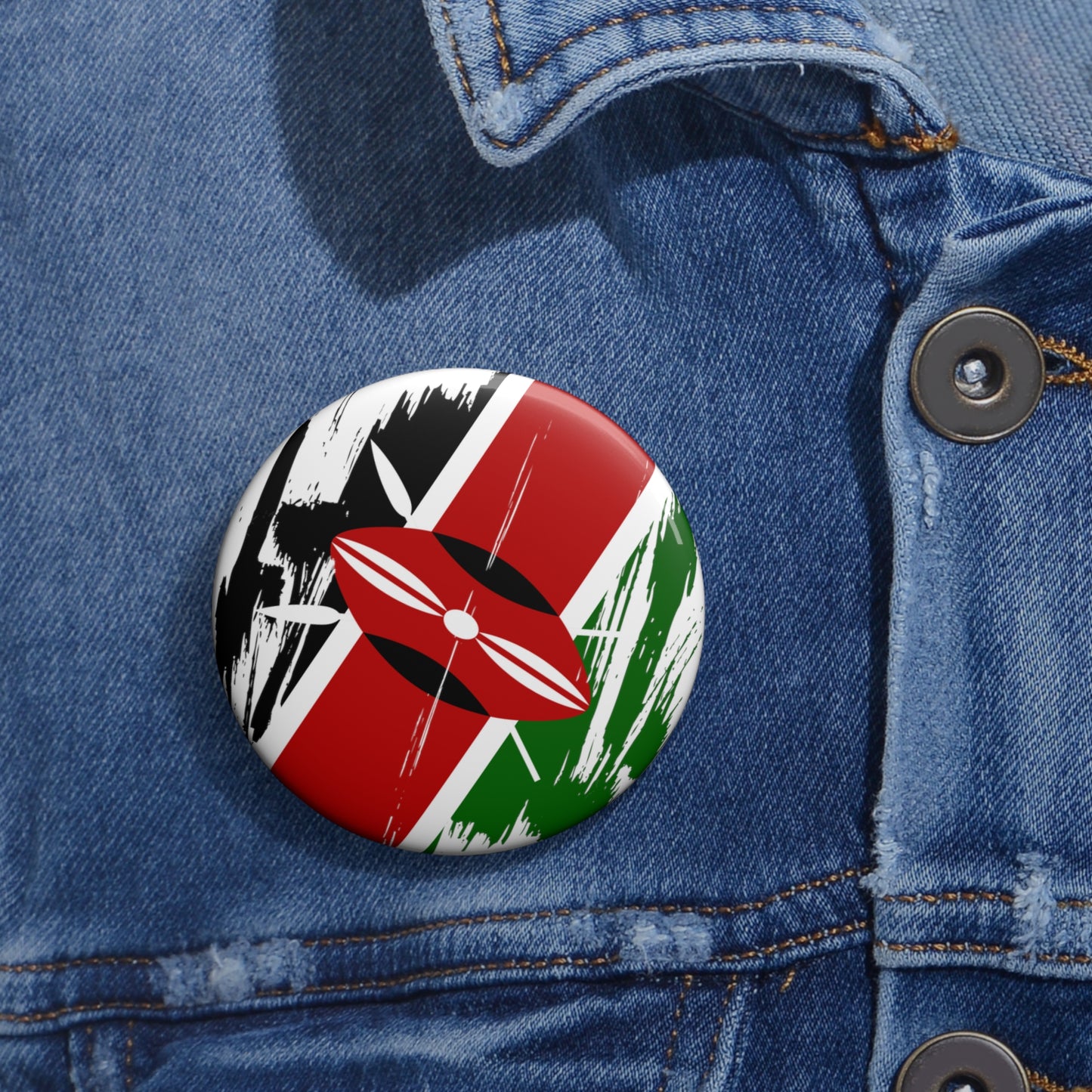 Kenya Flag Pin Button - Custom Pinback, Patriotic Campaign Buttons, Personalized Birthday Pins, Collectible Badge, Metal Pin