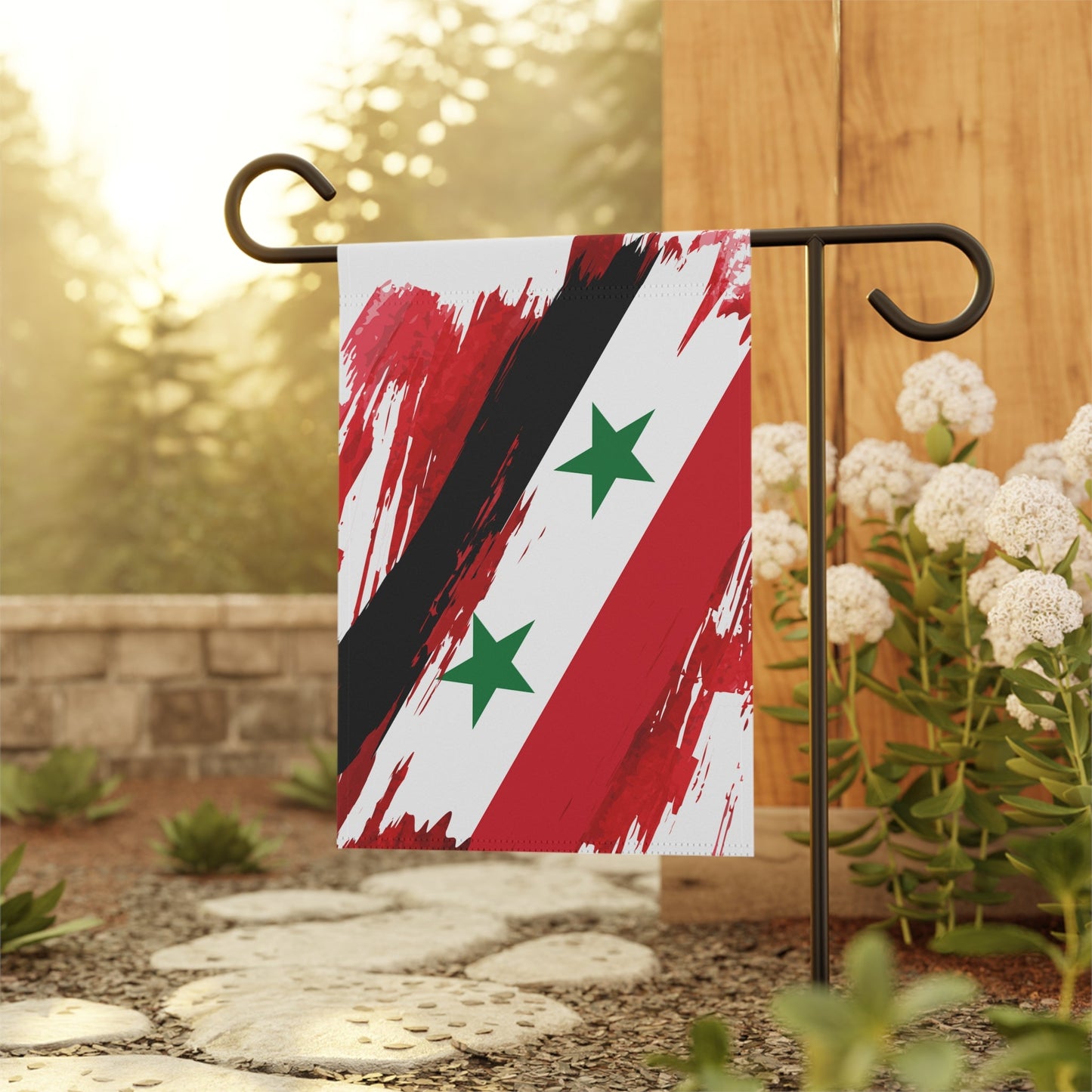 Syria Garden Flag - Garden & House Banner | Size - 12" x 18" | Double Sided Custom Country Design Print