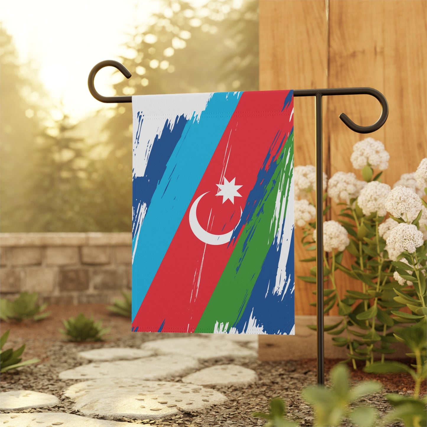 Azerbaijan Garden Flag - Garden & House Banner | Size - 12" x 18" | Double Sided Custom Country Design Print