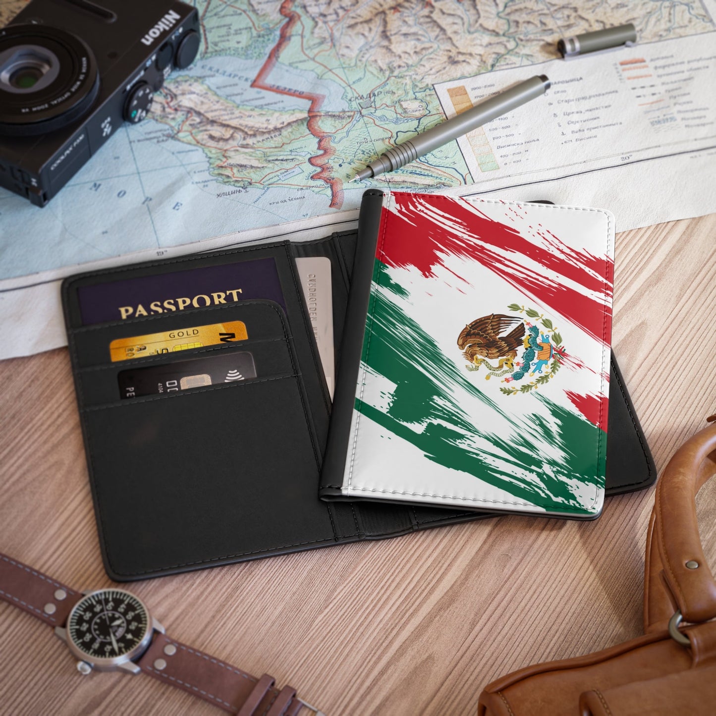 Mexico Flag Passport Holder, traveler's and expats' essential, study abroad must-have, wanderlust accessory