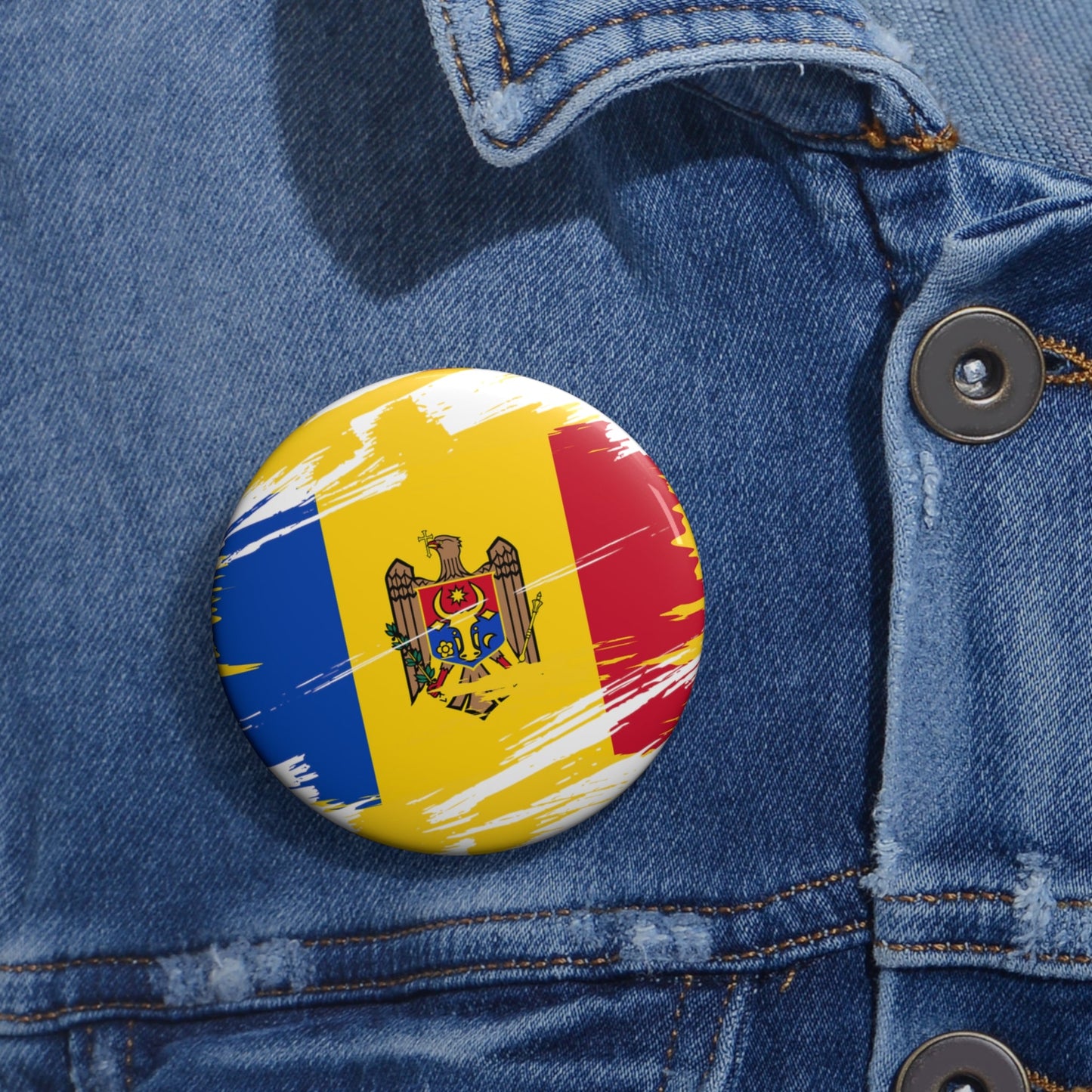 Moldova Flag Pin Button - Custom Pinback, Patriotic Campaign Buttons, Personalized Birthday Pins, Collectible Badge, Metal Pin