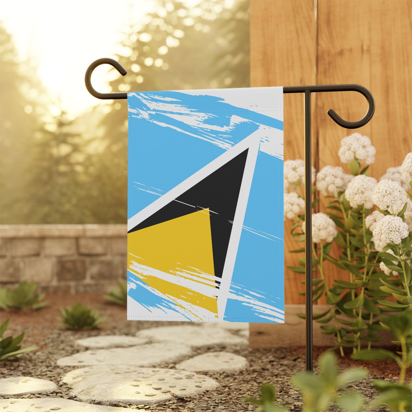Saint Lucia Garden Flag - Garden & House Banner | Size - 12" x 18" | Double Sided Custom Country Design Print
