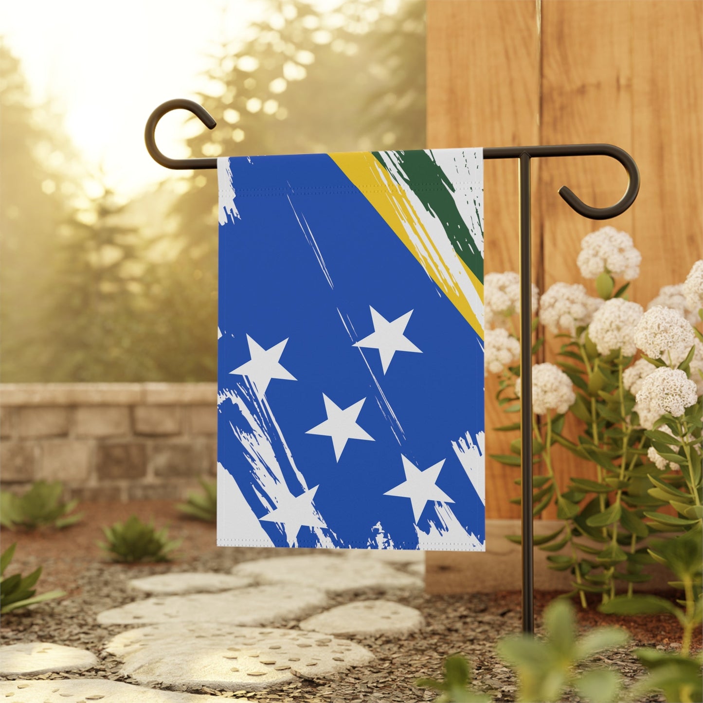 Solomon Islands Garden Flag - Garden & House Banner | Size - 12" x 18" | Double Sided Custom Country Design Print