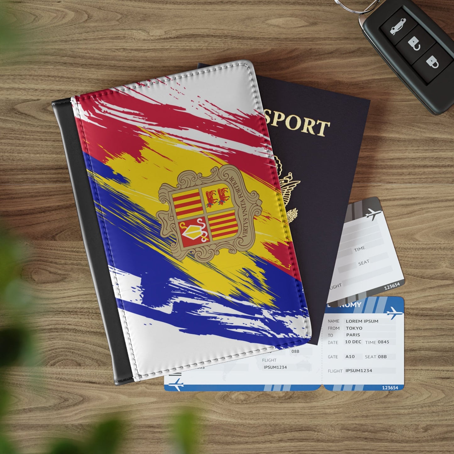 Andorra Flag Leather Passport Holder, traveler's and expats' essential, study abroad must-have, wanderlust accessory