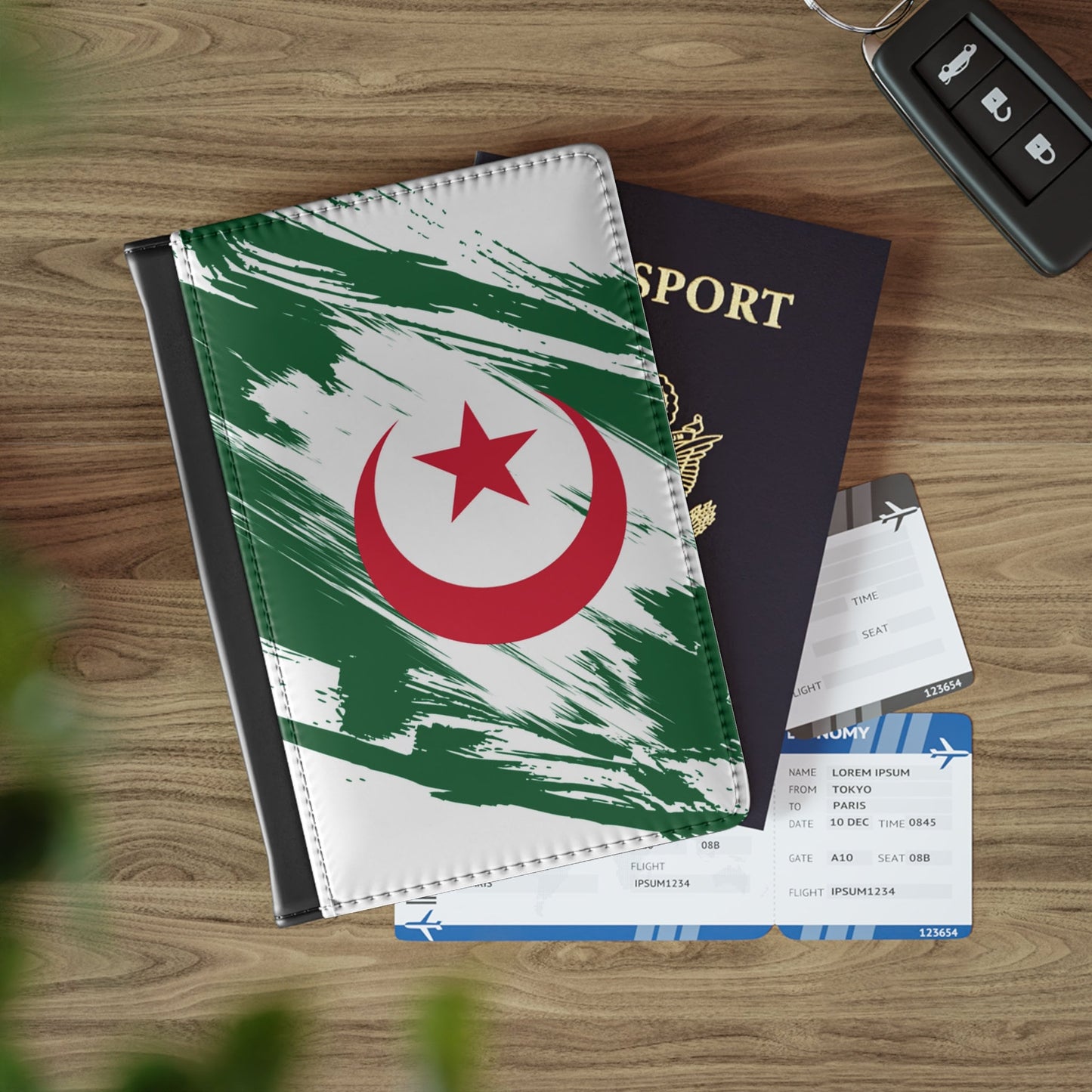 Algeria Flag Leather Passport Holder, traveler's and expats' essential, study abroad must-have, wanderlust accessory