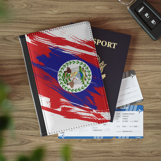 Belize Flag Passport Holder, printed leather, traveler's and expats' essential, study abroad must-have, wanderlust accessory