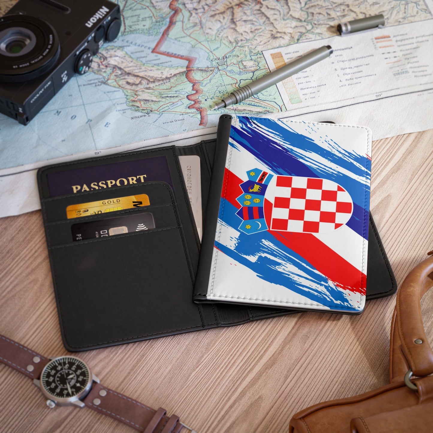 Croatia Flag Passport Holder, traveler's and expats' essential, study abroad must-have, wanderlust accessory