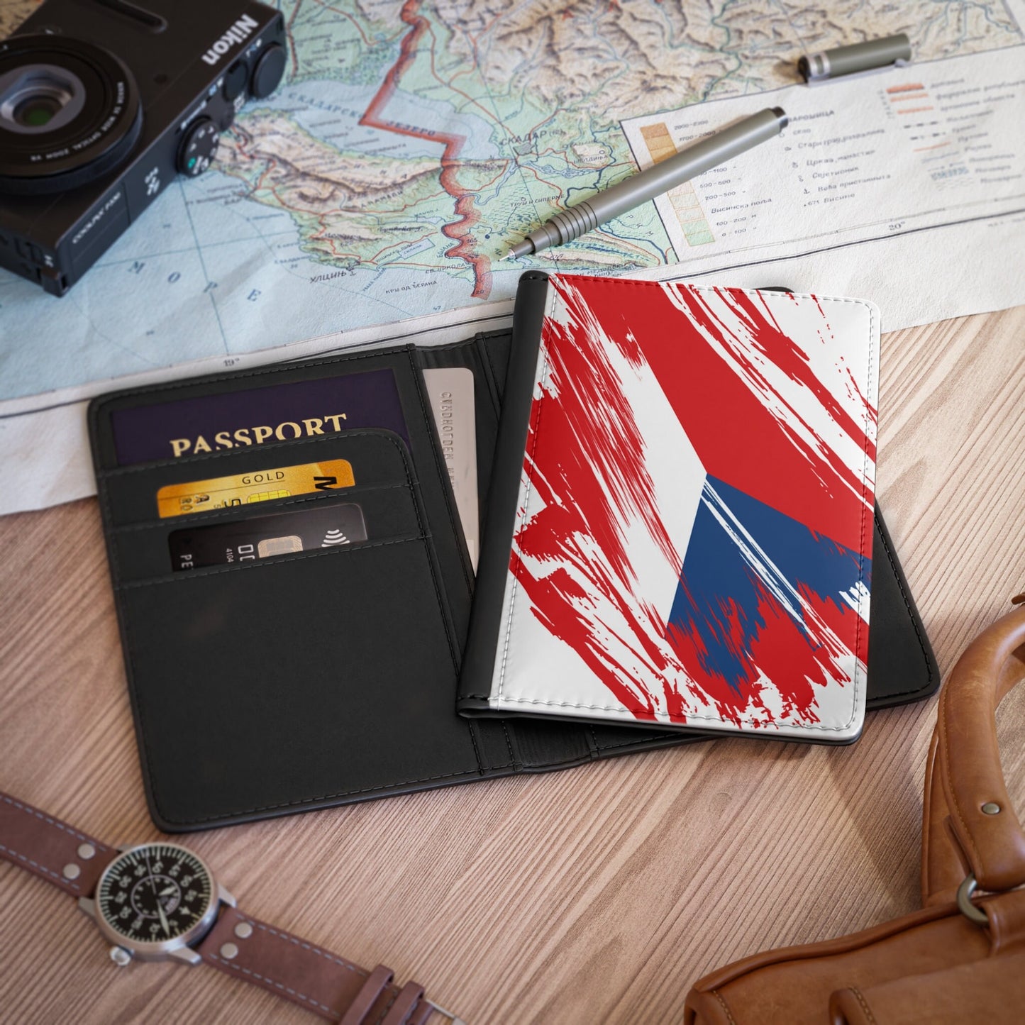 Czech Republic Flag Passport Holder, traveler's and expats' essential, study abroad must-have, wanderlust accessory