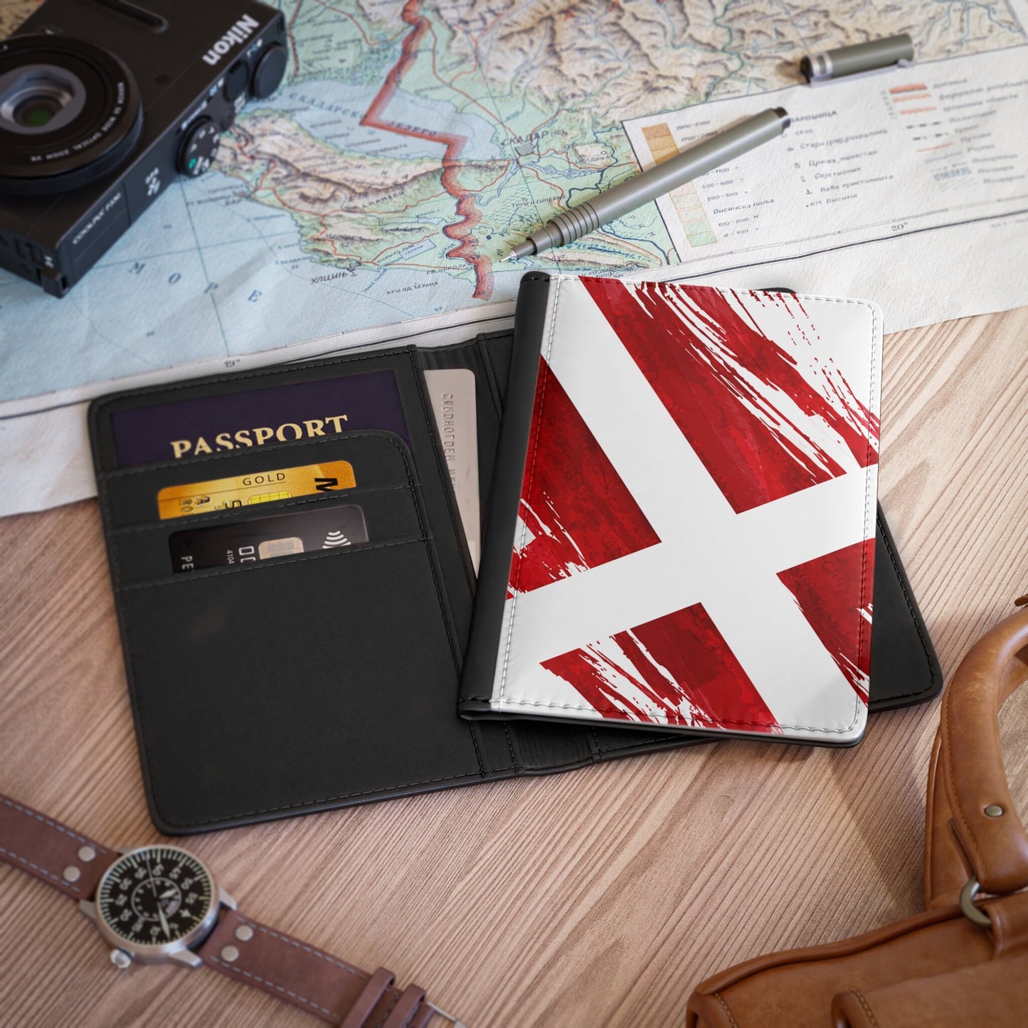 Denmark Flag Passport Holder, traveler's and expats' essential, study abroad must-have, wanderlust accessory