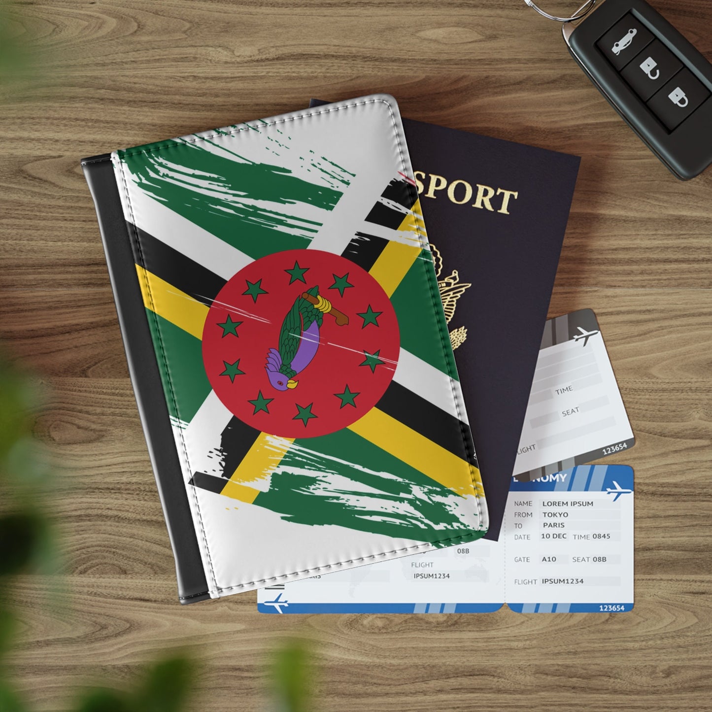 Dominica Flag Passport Holder, traveler's and expats' essential, study abroad must-have, wanderlust accessory