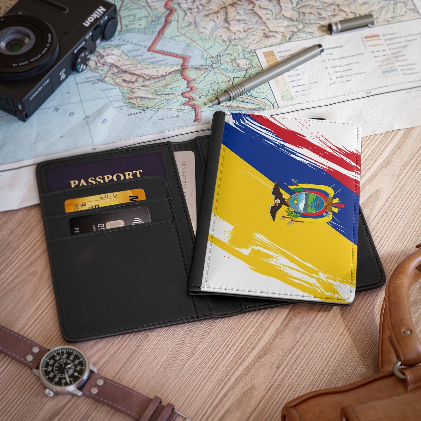 Ecuador Flag Passport Holder, traveler's and expats' essential, study abroad must-have, wanderlust accessory