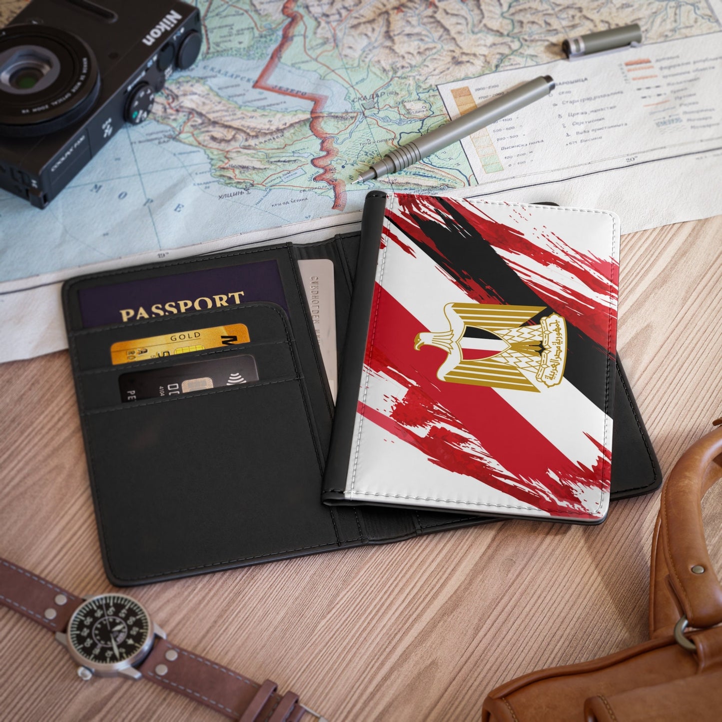 Egypt Flag Passport Holder, traveler's and expats' essential, study abroad must-have, wanderlust accessory