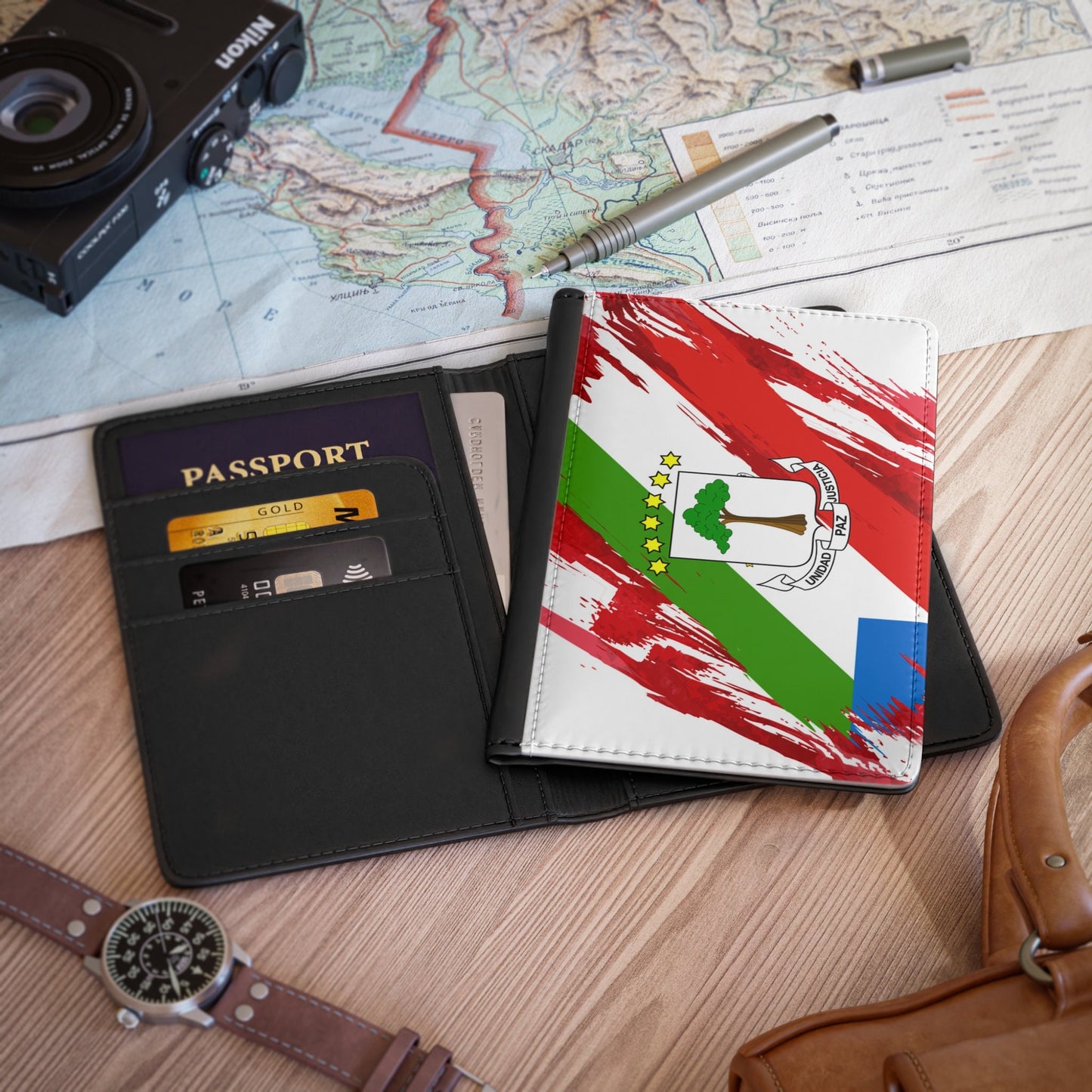 Equatorial Guinea Flag Passport Holder, traveler's and expats' essential, study abroad must-have, wanderlust accessory
