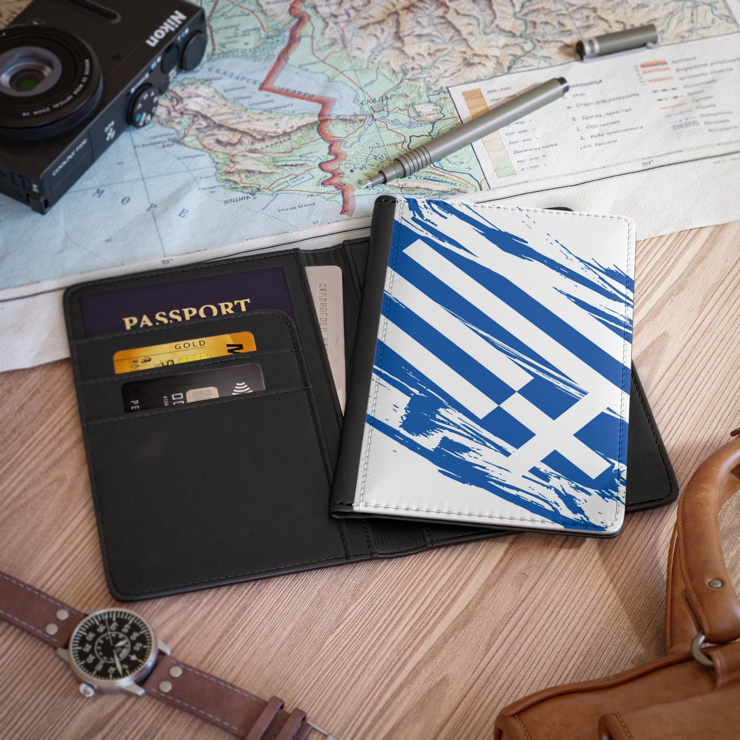 Greece Flag Passport Holder, traveler's and expats' essential, study abroad must-have, wanderlust accessory