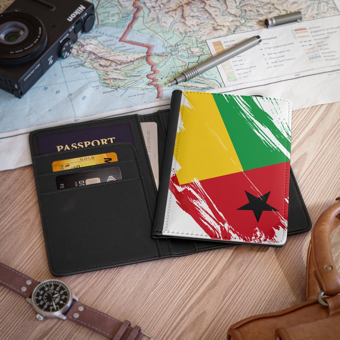 Guinea Flag Passport Holder, traveler's and expats' essential, study abroad must-have, wanderlust accessory