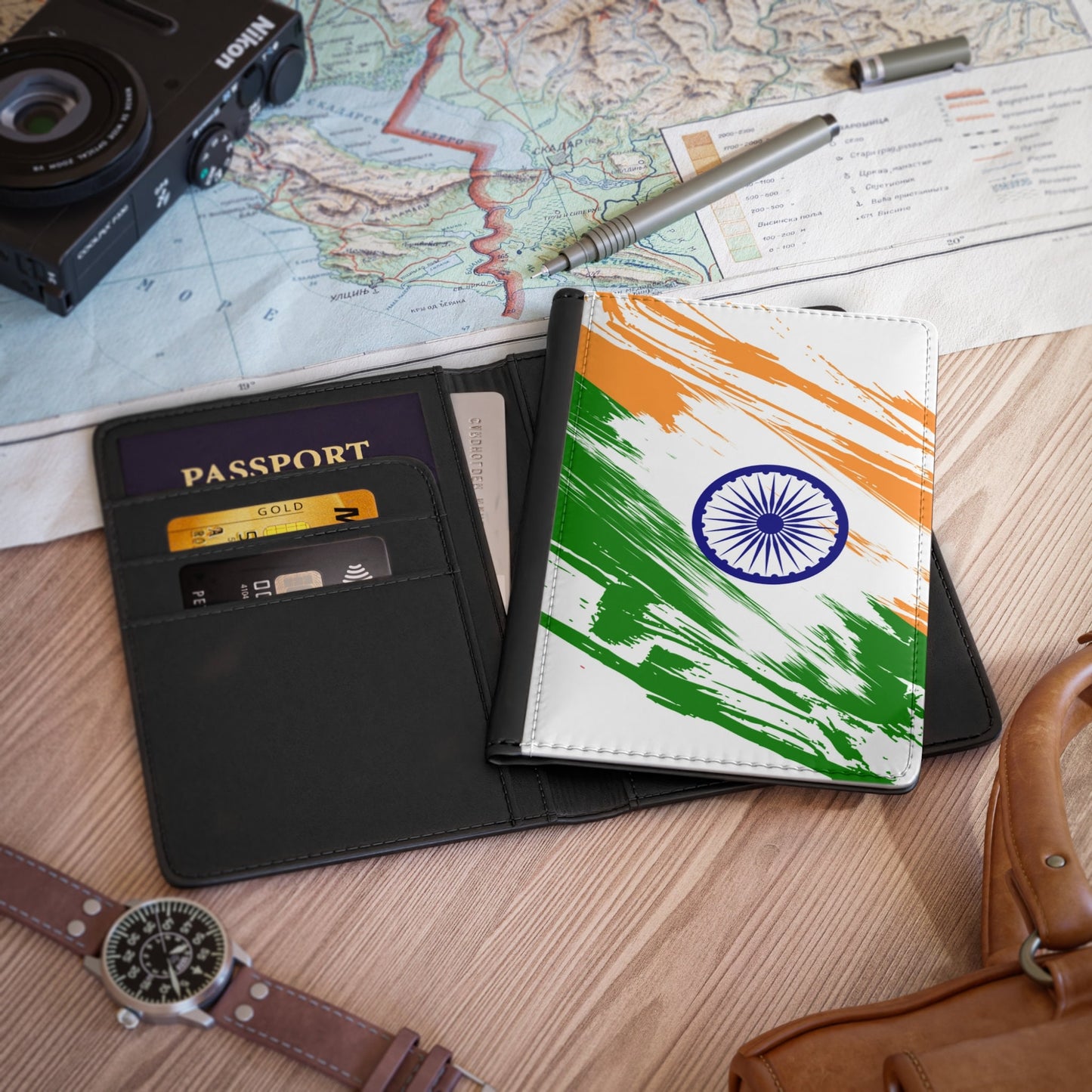 India Flag Passport Holder, traveler's and expats' essential, study abroad must-have, wanderlust accessory