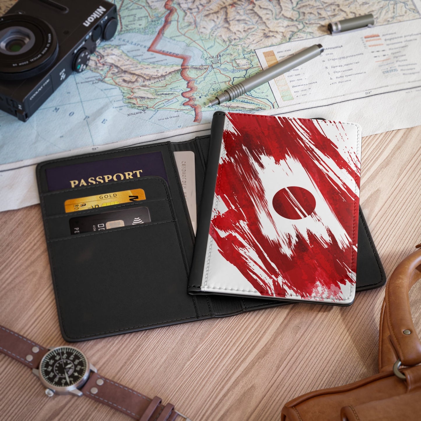 Japan Flag Passport Holder, traveler's and expats' essential, study abroad must-have, wanderlust accessory