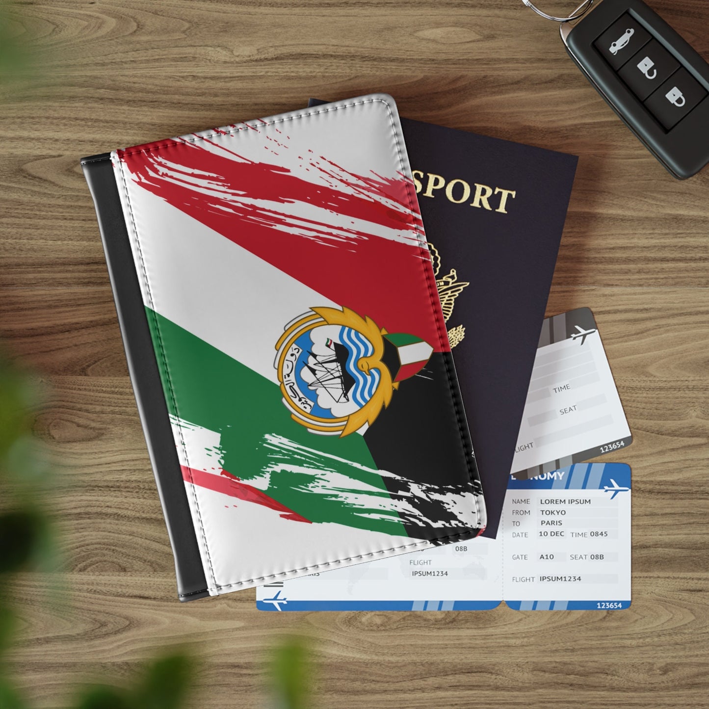 Kuwait Flag Passport Holder, traveler's and expats' essential, study abroad must-have, wanderlust accessory