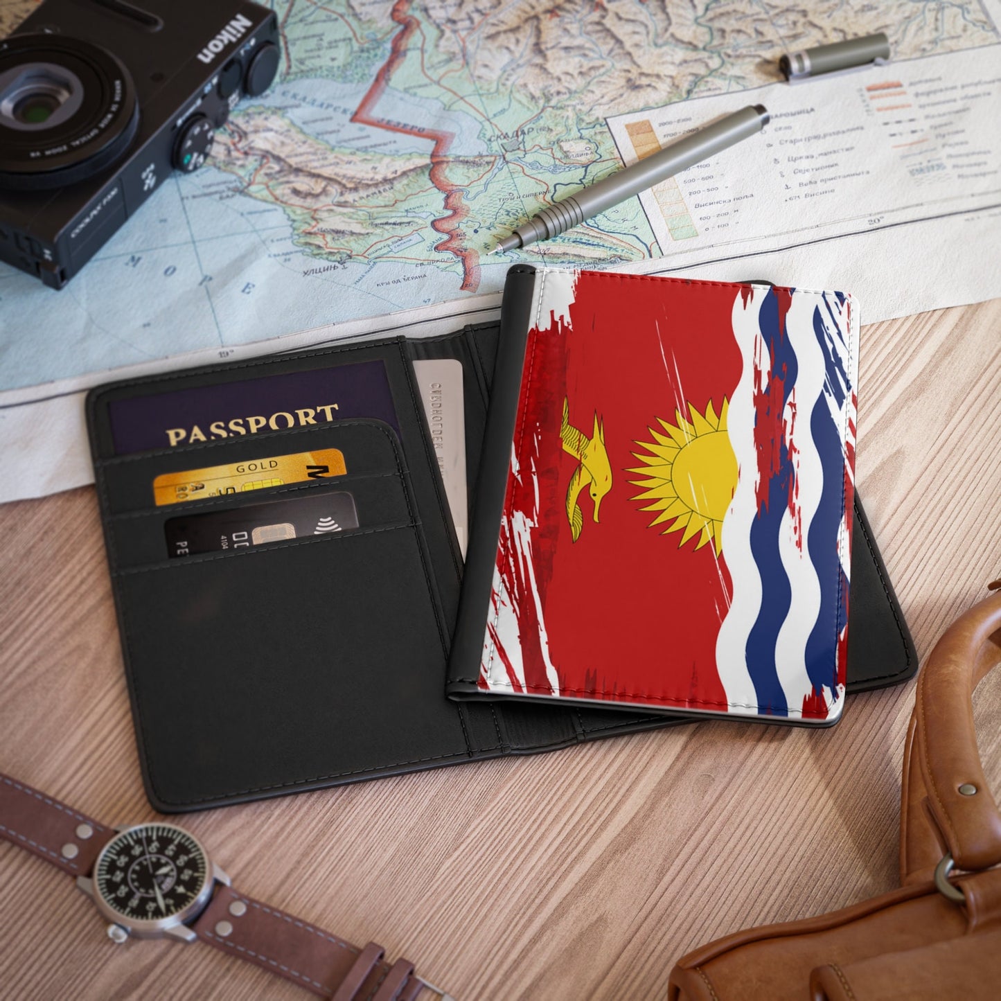 Kiribati Flag Passport Holder, traveler's and expats' essential, study abroad must-have, wanderlust accessory