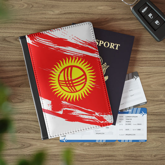 Kyrgyzstan Flag Passport Holder, traveler's and expats' essential, study abroad must-have, wanderlust accessory