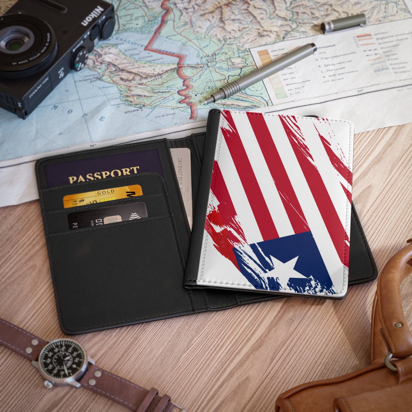 Liberia Flag Passport Holder, traveler's and expats' essential, study abroad must-have, wanderlust accessory