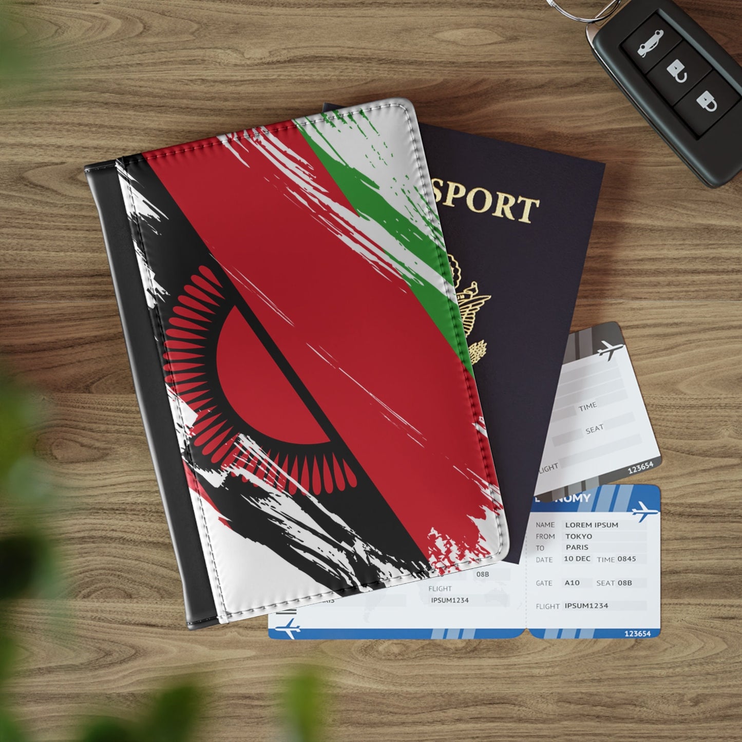 Malawi Flag Passport Holder, traveler's and expats' essential, study abroad must-have, wanderlust accessory