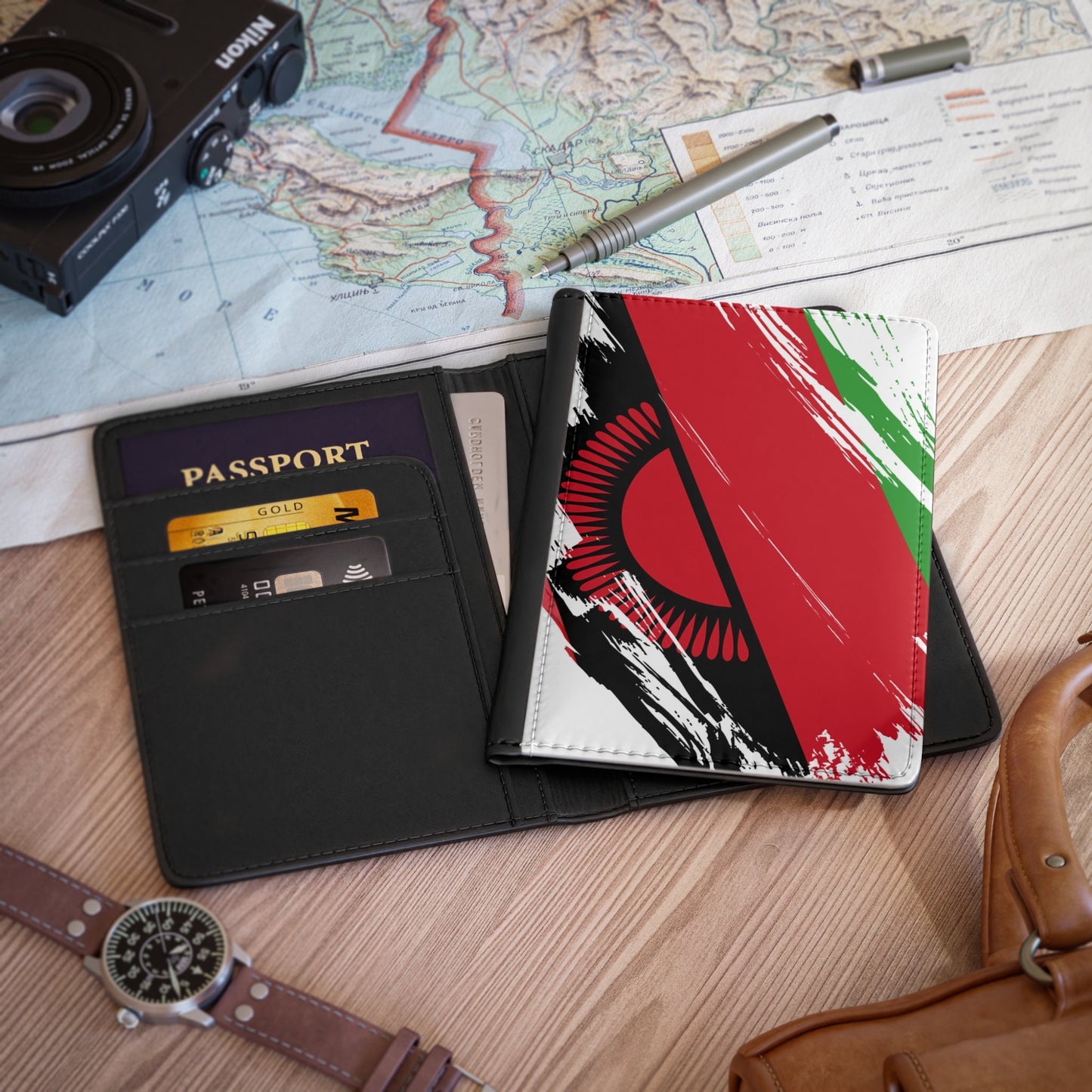 Malawi Flag Passport Holder, traveler's and expats' essential, study abroad must-have, wanderlust accessory