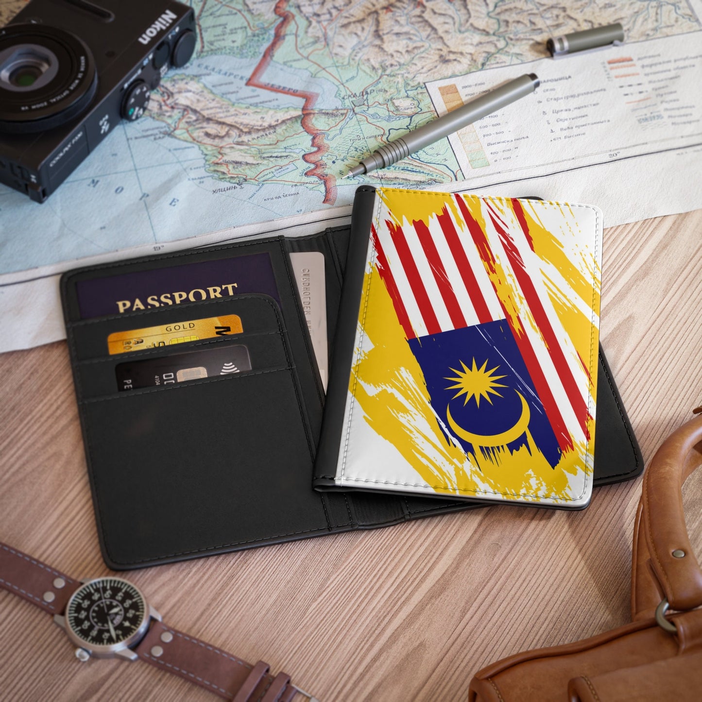 Malaysia Flag Passport Holder, traveler's and expats' essential, study abroad must-have, wanderlust accessory