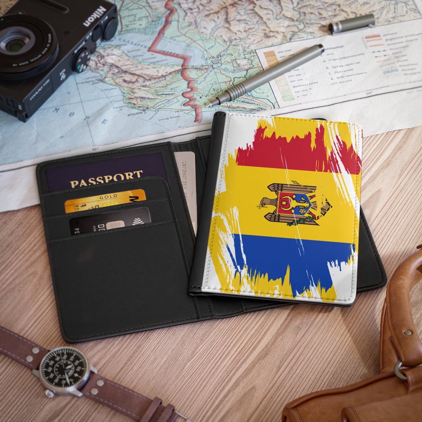 Moldova Flag Passport Holder, traveler's and expats' essential, study abroad must-have, wanderlust accessory