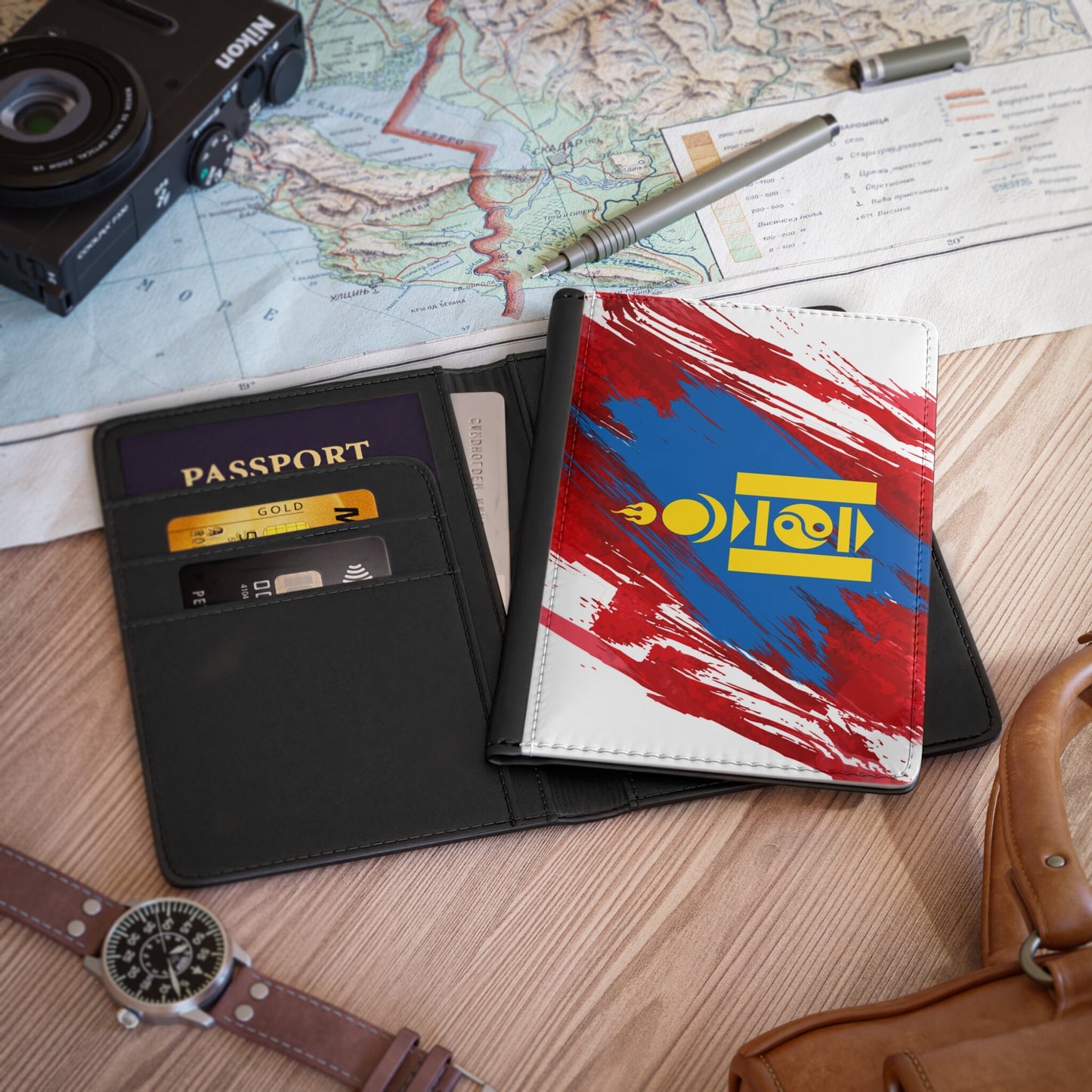 Mongolia Flag Passport Holder, traveler's and expats' essential, study abroad must-have, wanderlust accessory