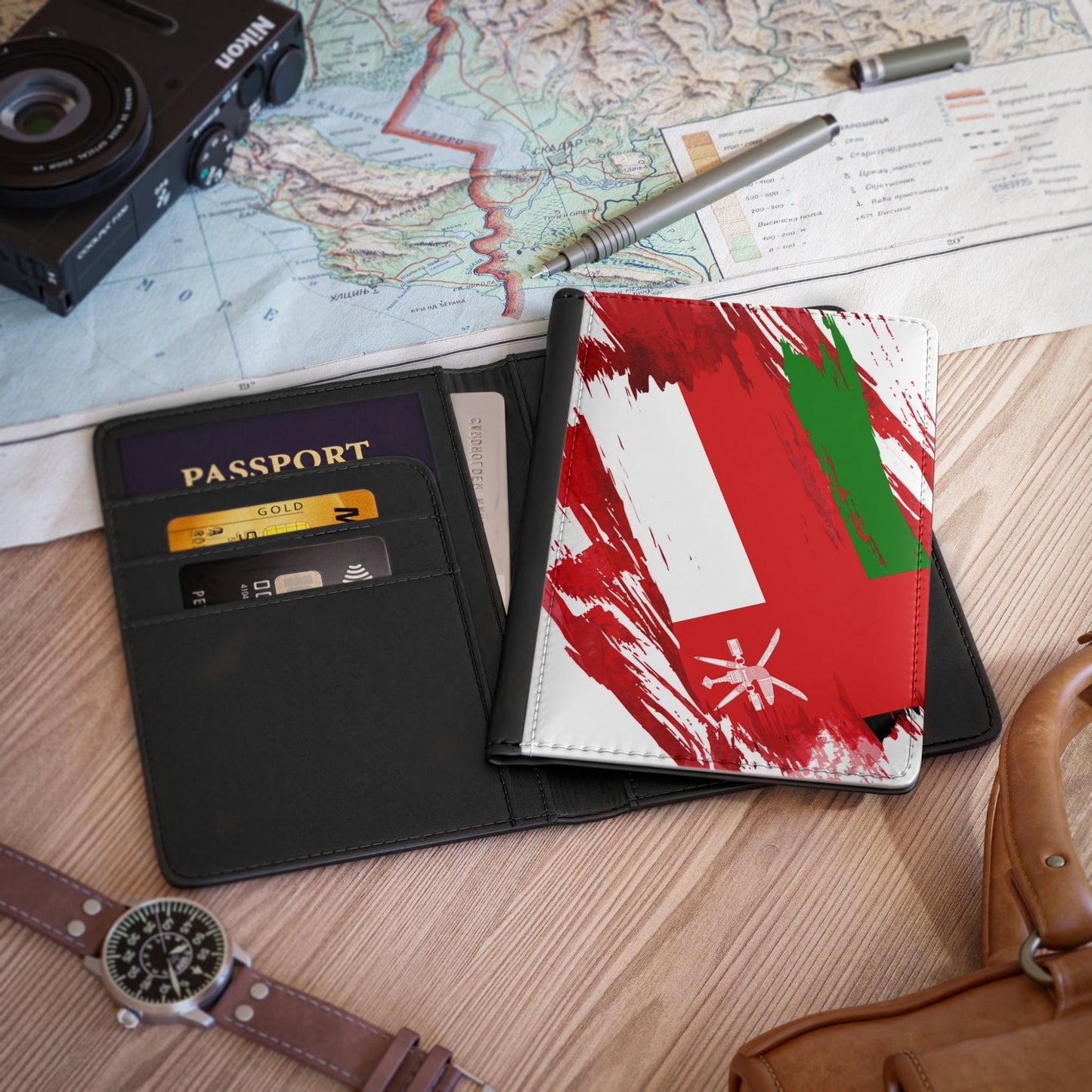 Oman Flag Passport Holder, traveler's and expats' essential, study abroad must-have, wanderlust accessory